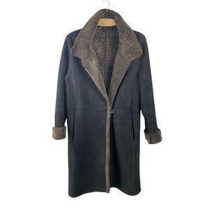 Sinclair Botticelli Italian Shearling Lined Suede Calf Length Long Coat EU 44/L